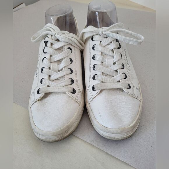 Calvin Klein Michaela Vegan Leather Sneakers White Lace Up Streetwear Casual 9.5 - Picture 4 of 10